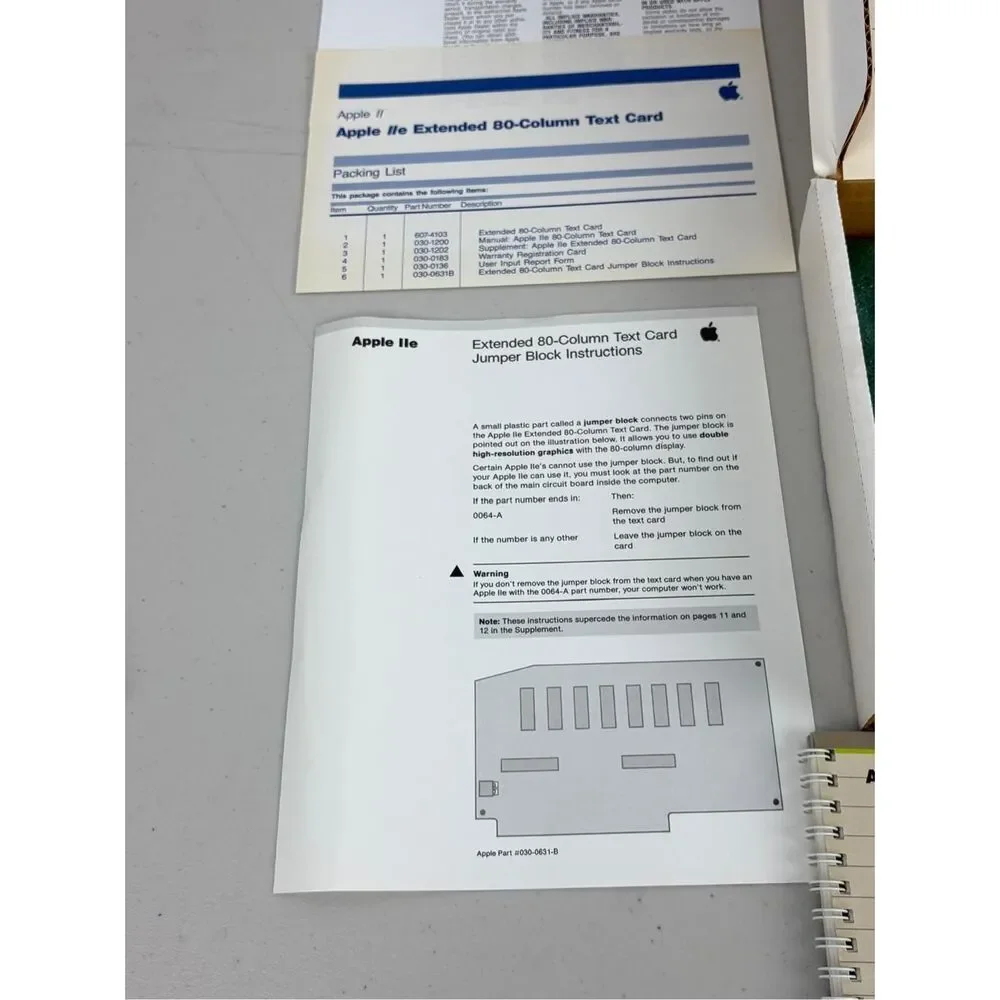 New Open Box Vintage Apple IIe Extended 80 Column Text Card Manual Chip 607-0103